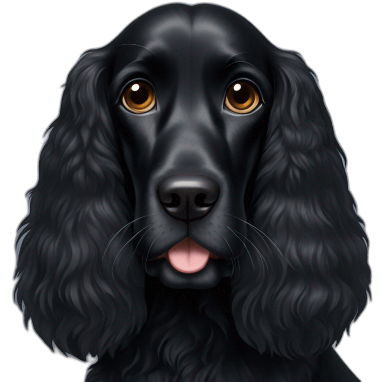 Black spaniel furry dog with floppy long ears emoji