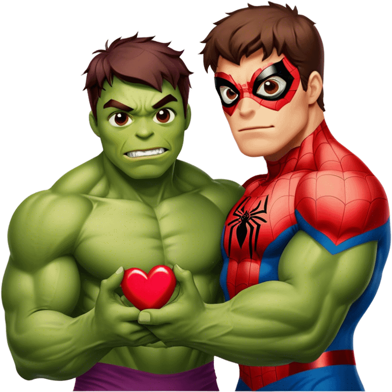 Spider-Man and Hulk wishing everybody a happy Valentine’s Day emoji