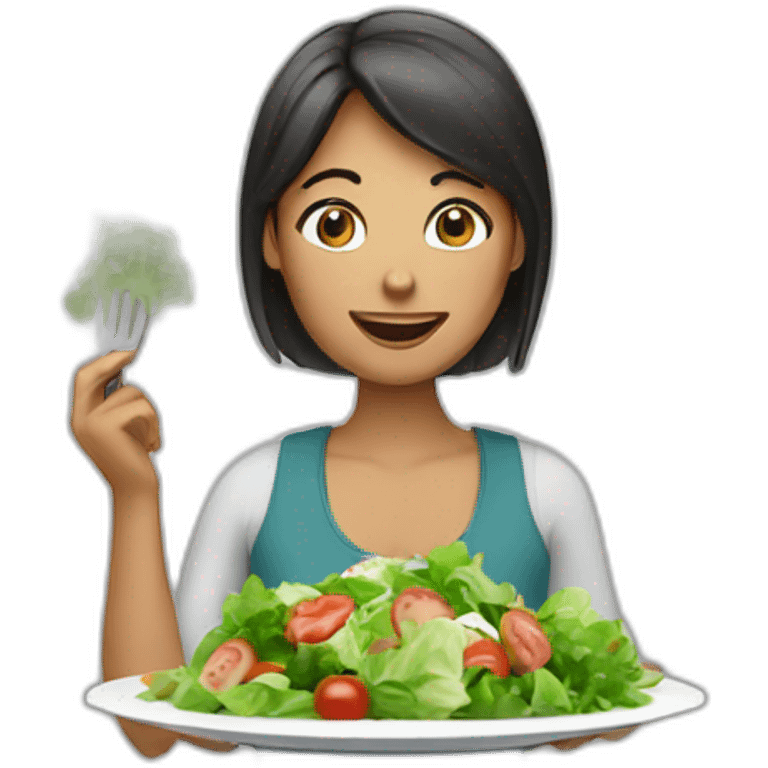 A woman eating salad emoji