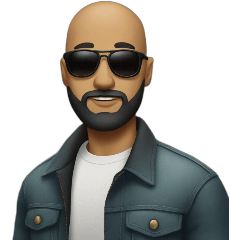 bald man with shades and black shaved beard emoji