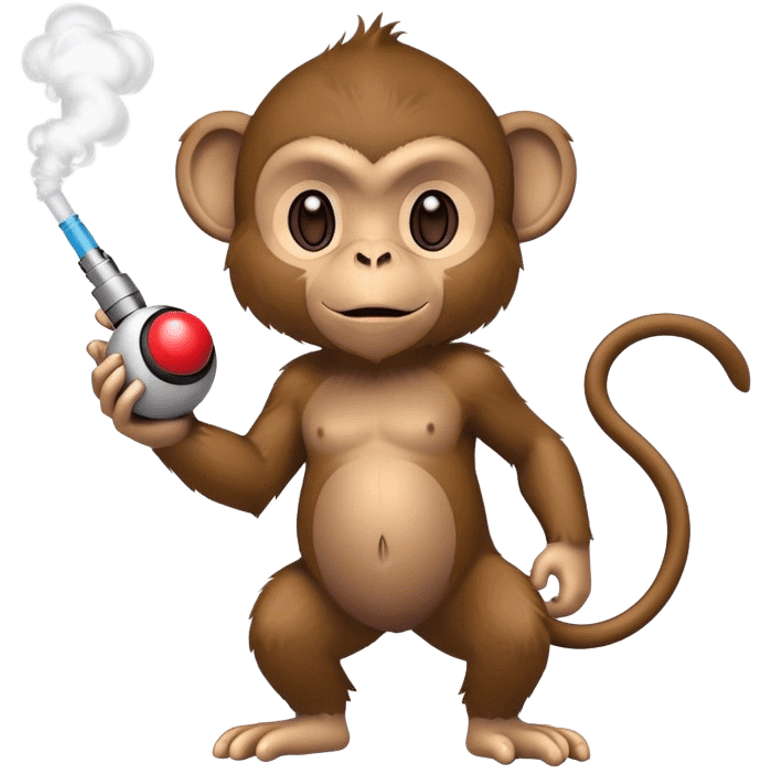 monkey holding a pokeball and a vape emoji