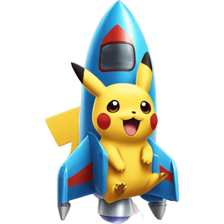 PikaChu on rocket emoji