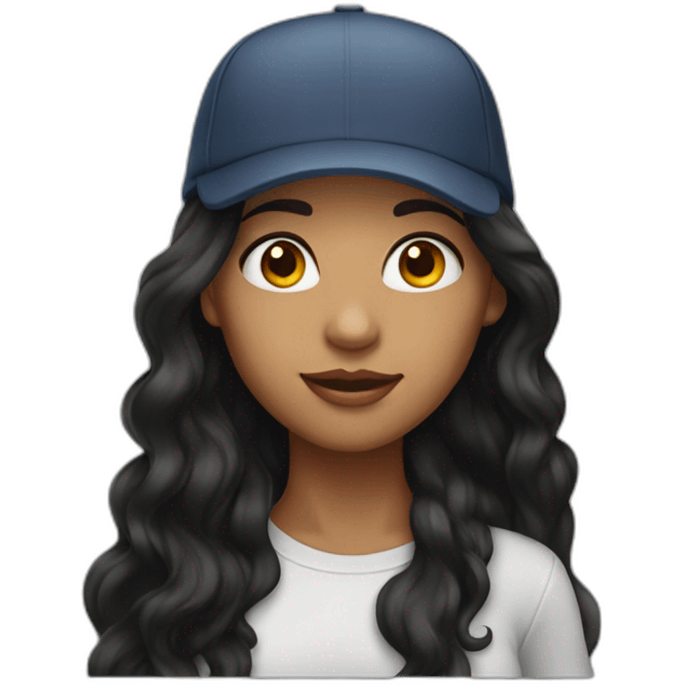 woman black long hair with cap emoji