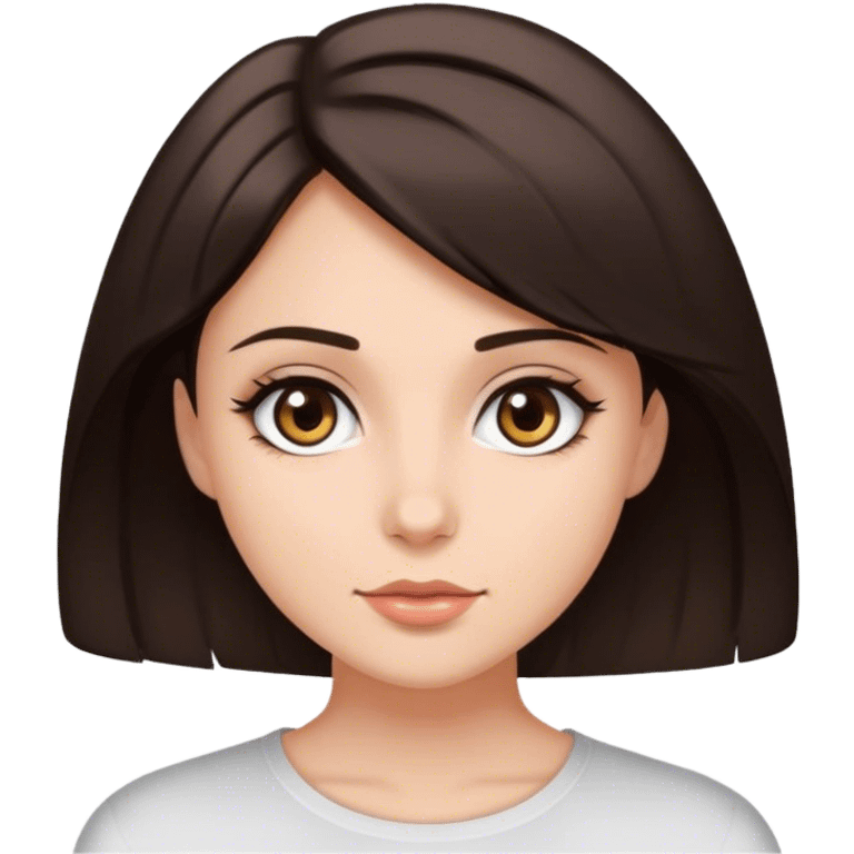 Brunette with darker hazel eyes shorter hair pretty emoji