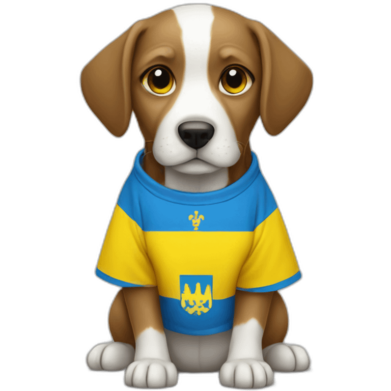 Dog in shirt with Ukrainian flag colors emoji