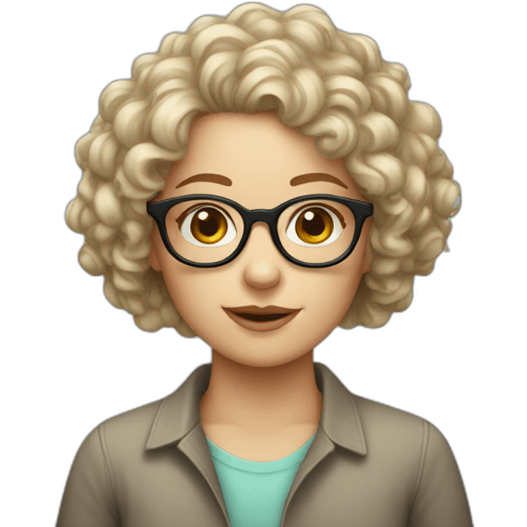 curly white girl in glasses emoji