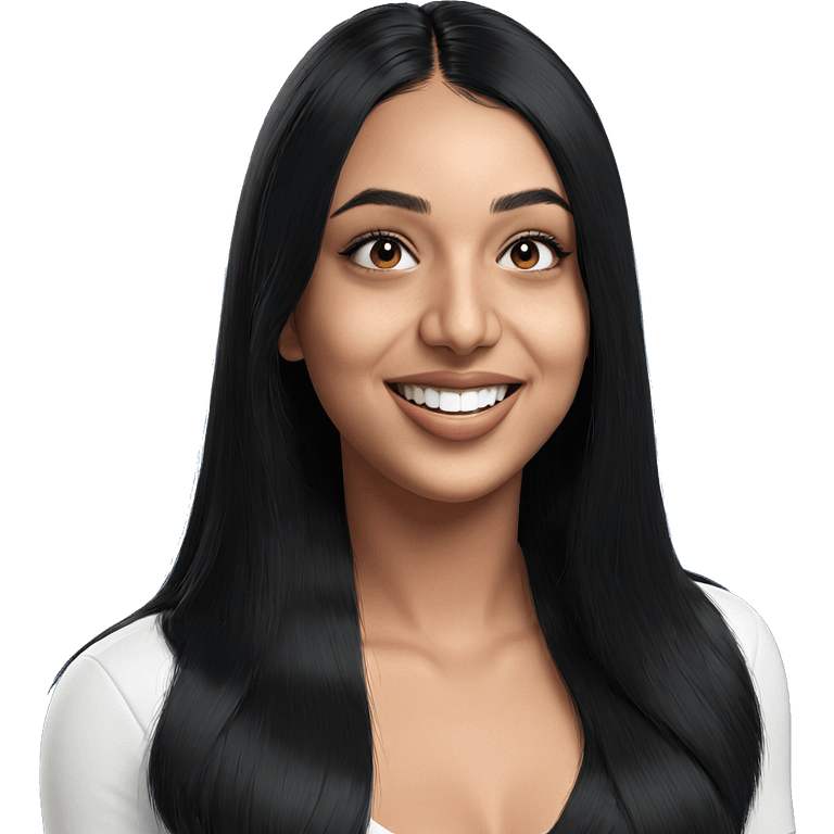 smiling girl with black hair emoji