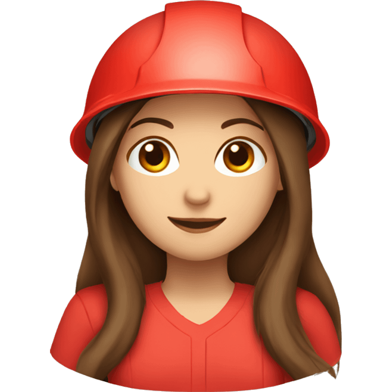 girl with a long brown hair wearing red colored safety helmet emoji