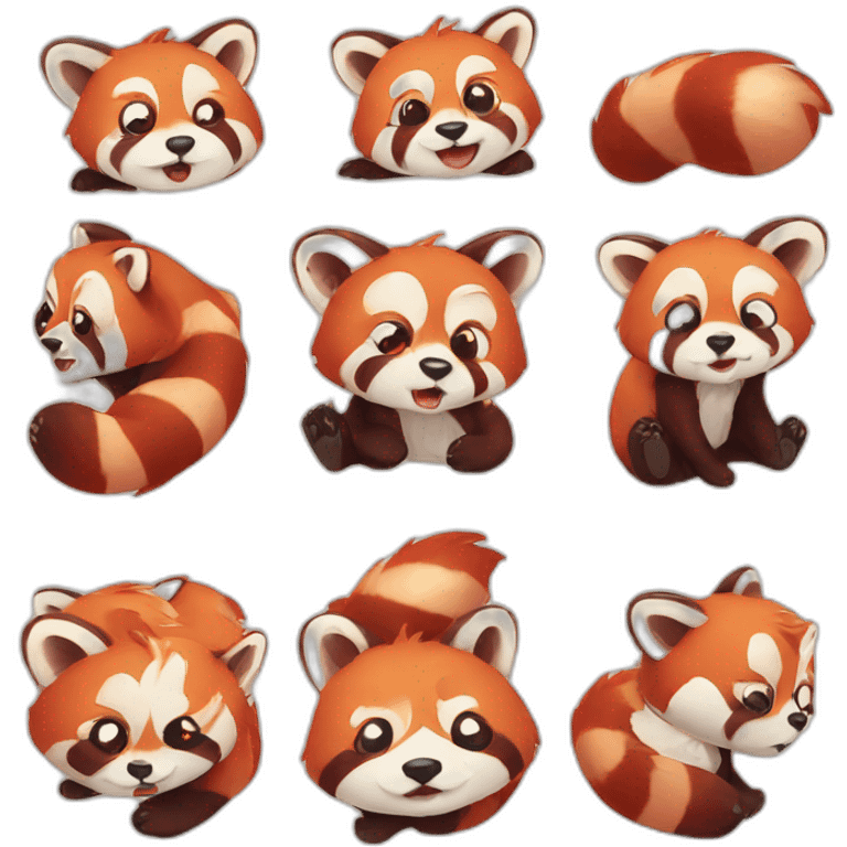 Red panda multi emotion set  emoji