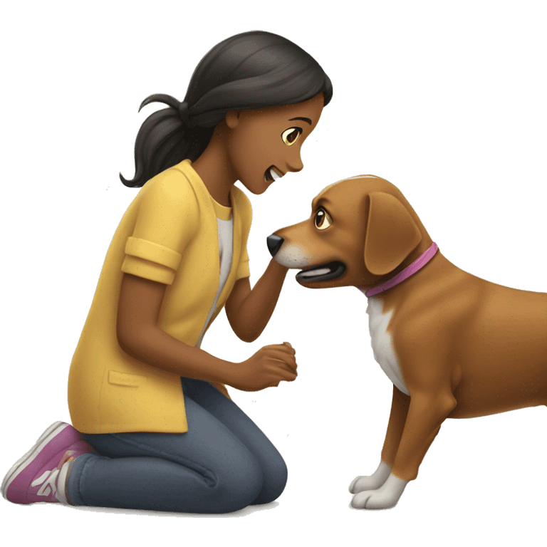 Dog playing with a girl emoji