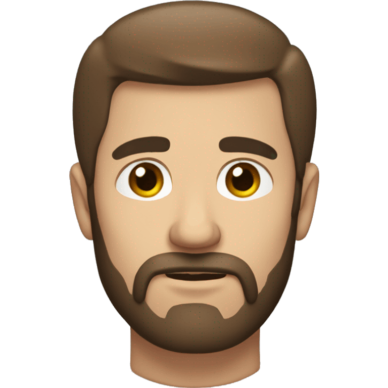 man head, furrowed eyebrows, short brown hair, beard emoji