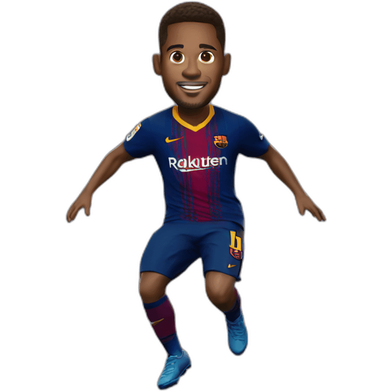 barcelona player jumping big head emoji