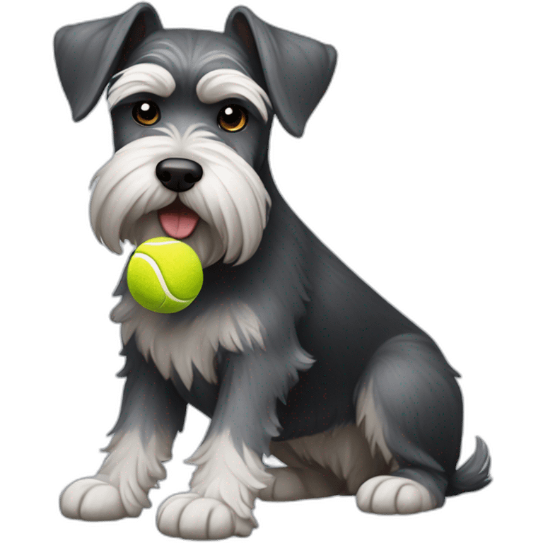 Full body schnauzer tennis ball in mouth emoji