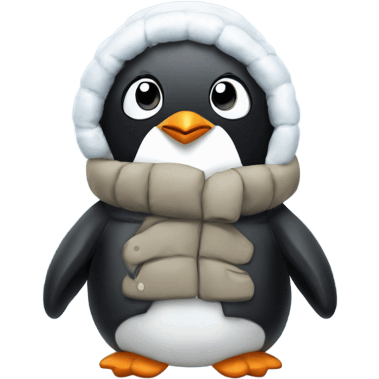 Penguin in a puffy coat  emoji