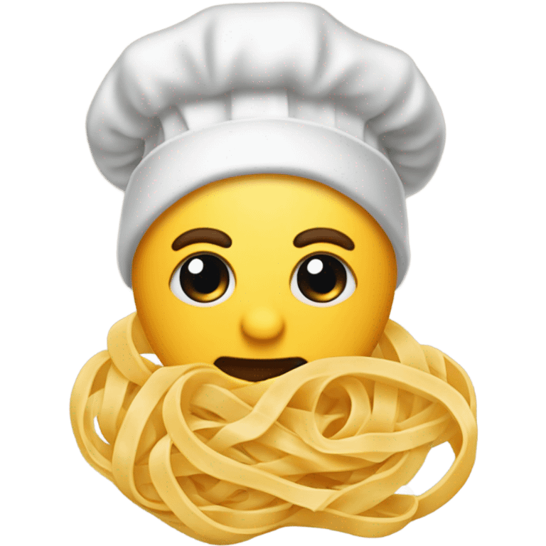 Fettuccine and linguine with a beanie that is cheesy emoji