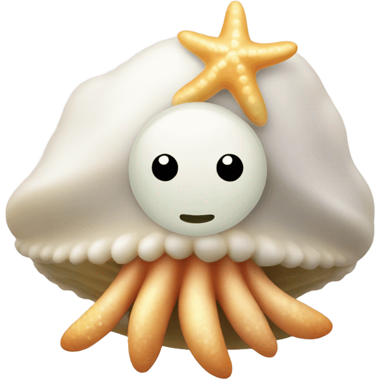 Clam with a pearl and starfish emoji