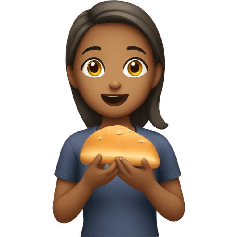 girl eating bread emoji