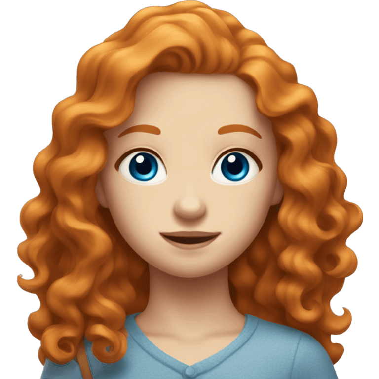 A beautiful ginger girl with wavy hair and blue eyes emoji