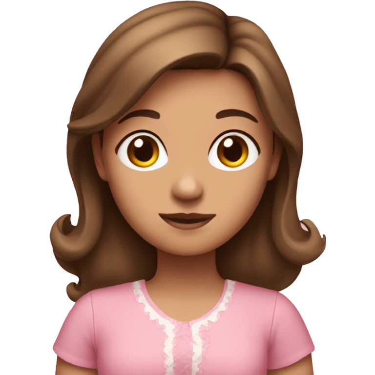 a girl with brown hair wearing a pink dress emoji