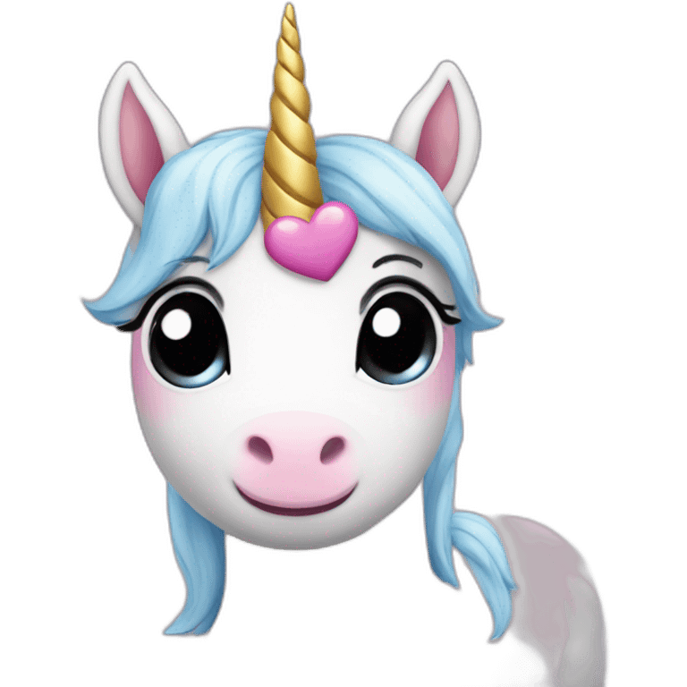 Cute unicorn with hearts in eyes emoji