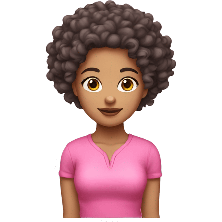 lightskin girl with curly hair in pink outfit emoji