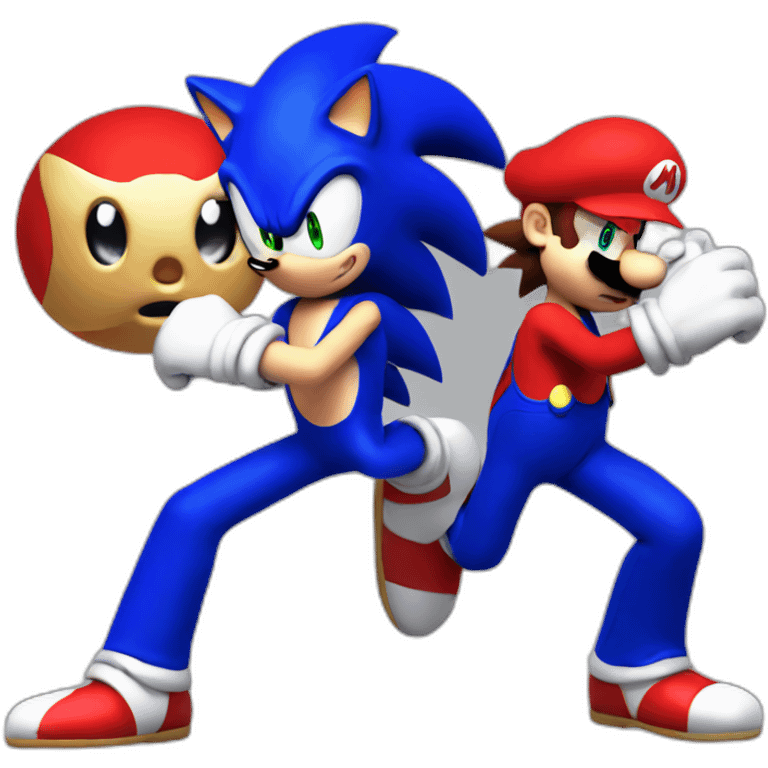 Sonic fighting Mario emoji