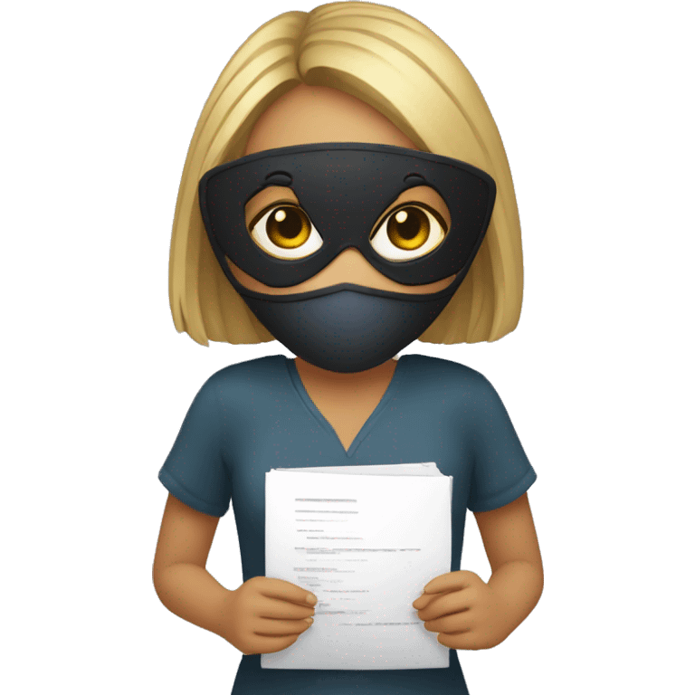 girl in a mask with a file in her hands emoji