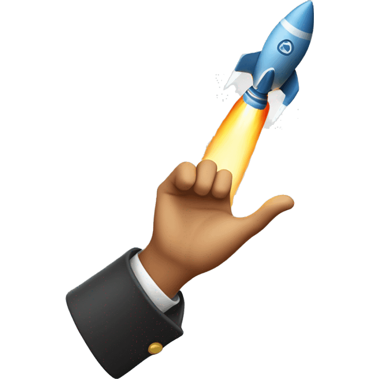 a hand catching a rocket emoji