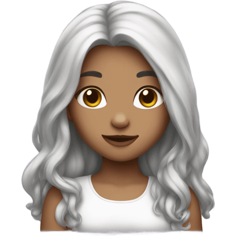 girl kitten with pretty long silver hair emoji