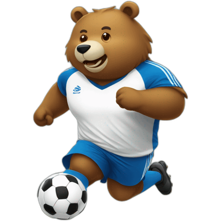 fat bear as soccer palyer running emoji