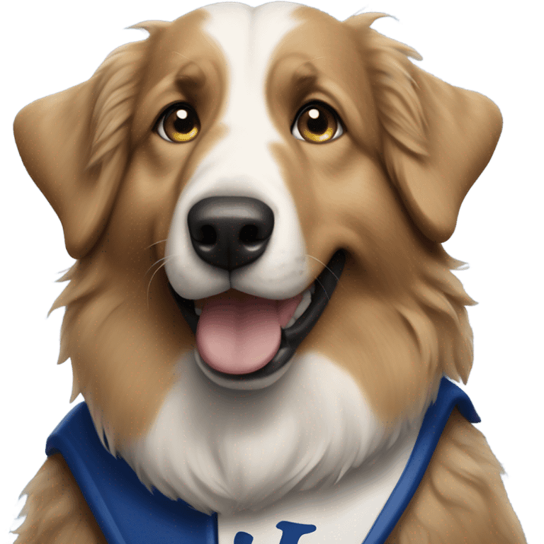 Old English shepherd wearing a Dodgers jersey  emoji