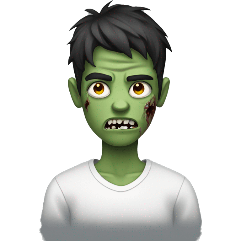 teen boy zombie with dark hair and white shirt emoji