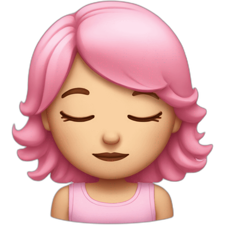 a sleepy girl with pink hair emoji