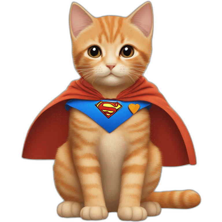 Superman cute kitten, very cute orange cat in superman suit and cape emoji