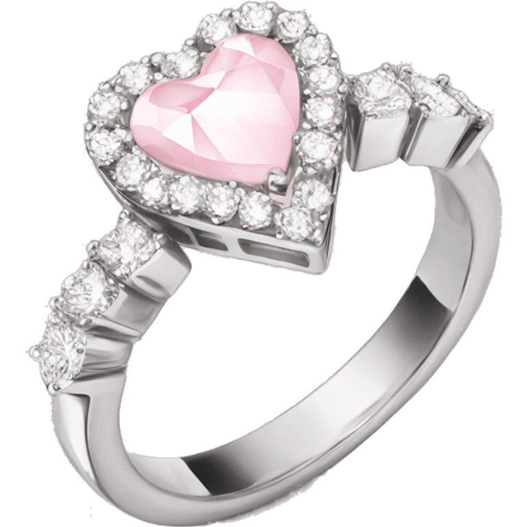 Diamond silver  ring light pink heart emoji