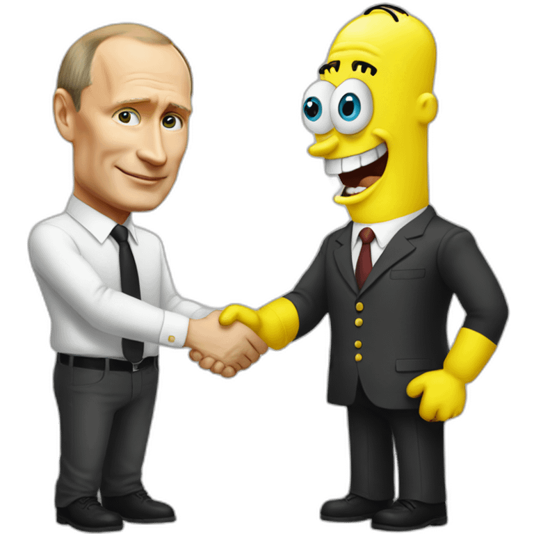 Putin handshake with spongebob emoji