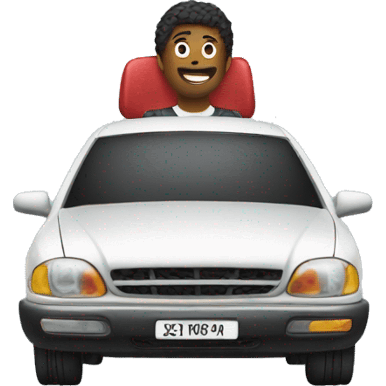 Car with person on chair above the car emoji