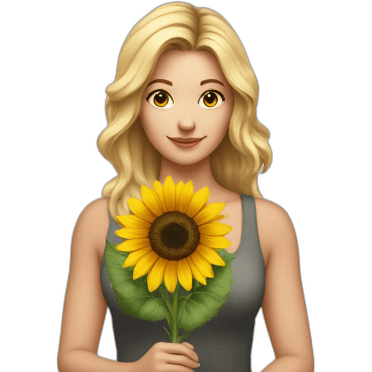 Gorgeous white woman holding a sunflower emoji