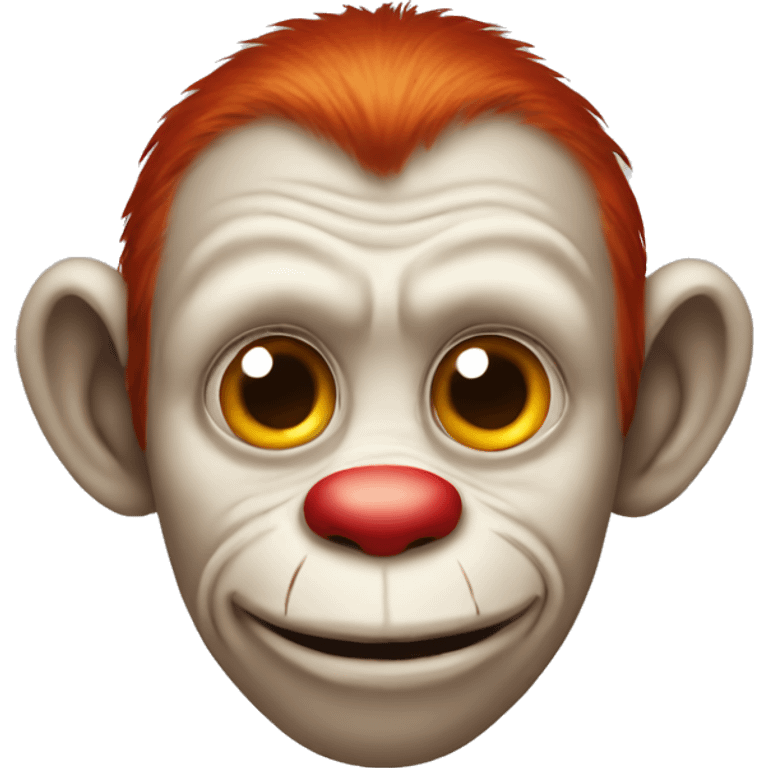 monkey clown with face paint and red hair emoji