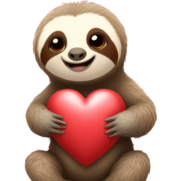 Sloth holding heart emoji