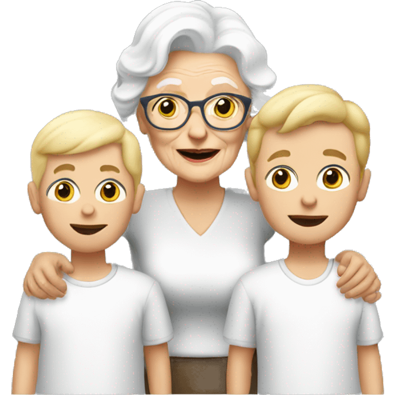 White grandma with 2 blonde grandsons  emoji