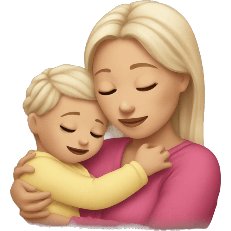 Baby cuddling auntie  emoji