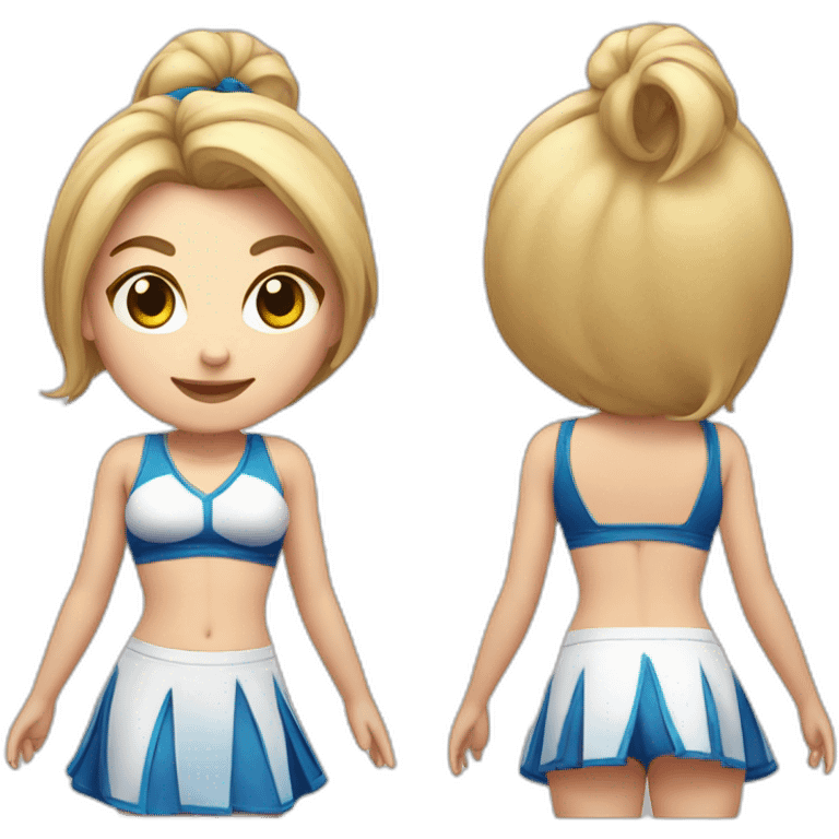 Full body Caucasian curvy cheerleader back and front views emoji