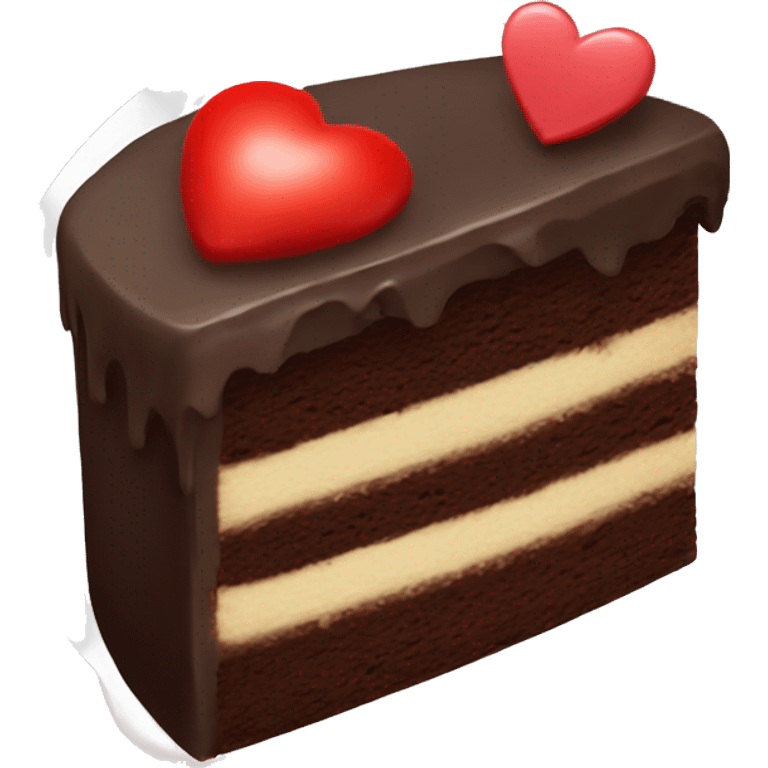 A chocolate cake with little red heart on top  emoji