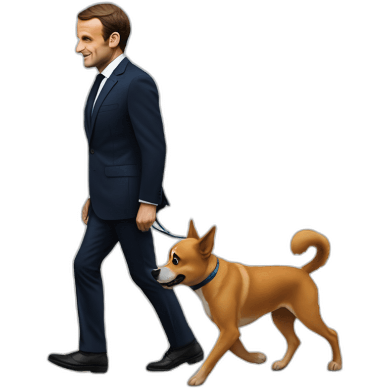 Emmanuel Macron walking as a dog emoji