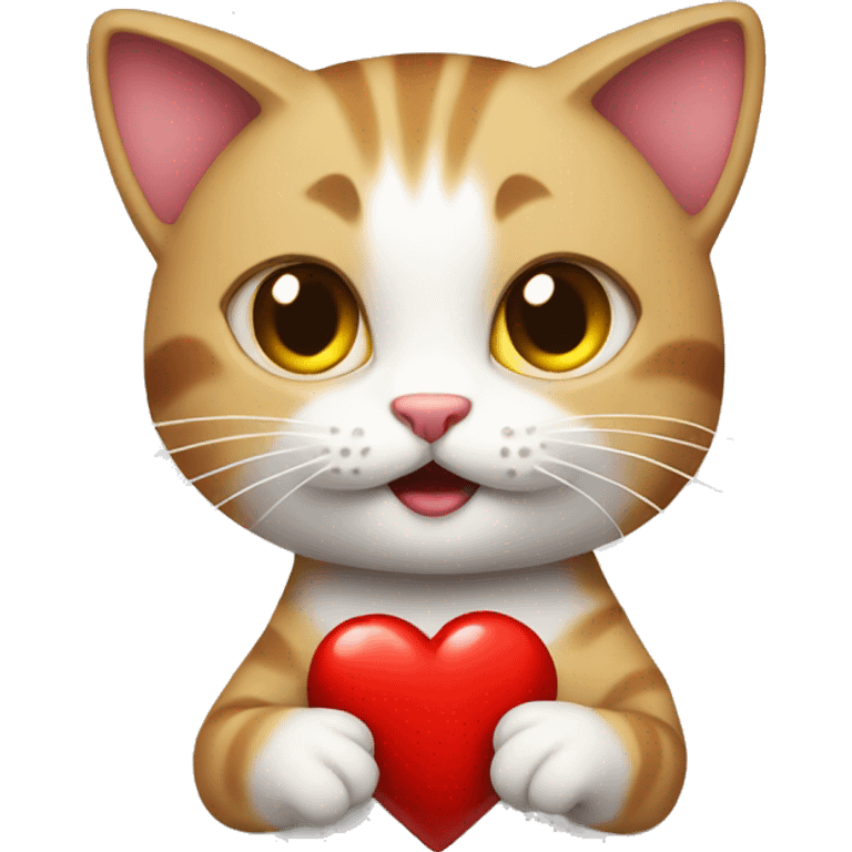 Cat playing with a heart emoji