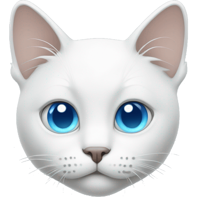 White cat with sad glassy blue eyes emoji