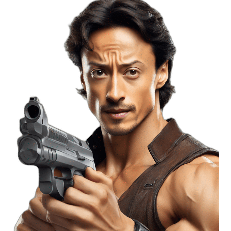 tiger shroff with gun emoji