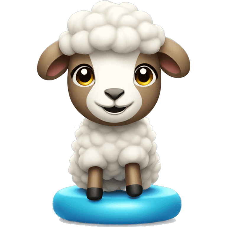 Cute sheep doing the spinning workout emoji