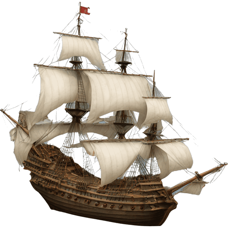 photorealistic XVII century ship emoji